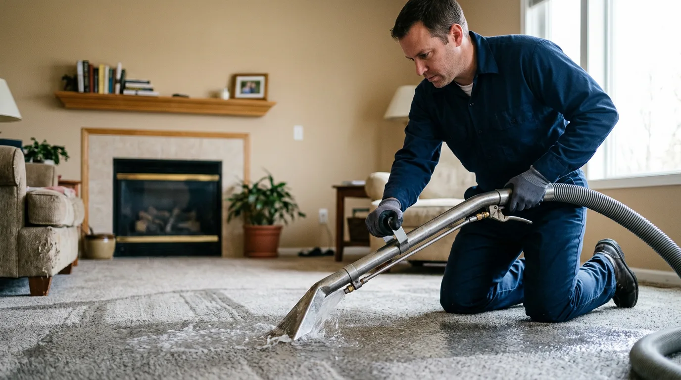 Water damage restoration technician working near Fort Mckavett, TX